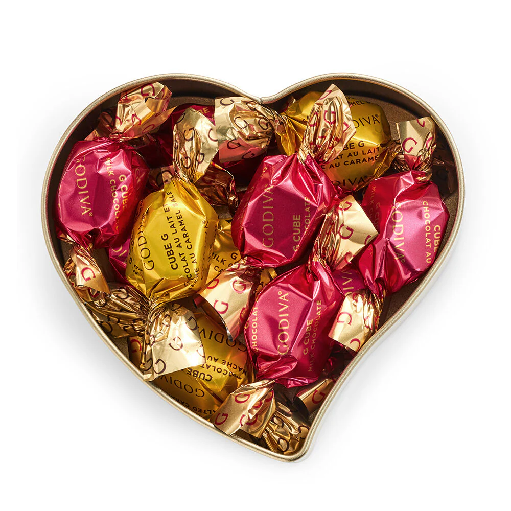 Heart Tin with Assorted Individual Wrapped Chocolates, Set of 3, 12pc. each - Image 2