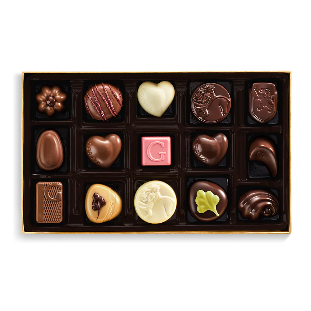 Assorted Chocolate Gold Gift Box, Red Ribbon, 15pc. - Image 3