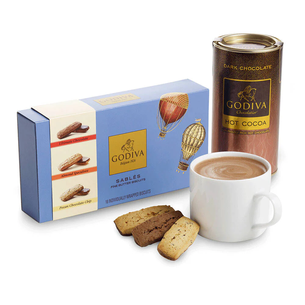 18 pc. Assorted Sablés Gift Box and Dark Cocoa Gift Set