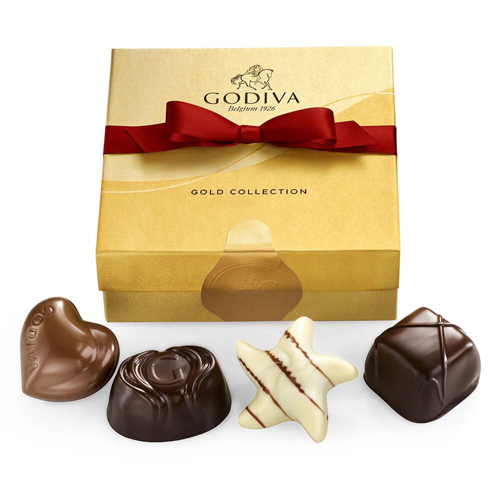 Chocolate Gold Favor, Red Ribbon, 4 pc., Set of 6 - Image 2