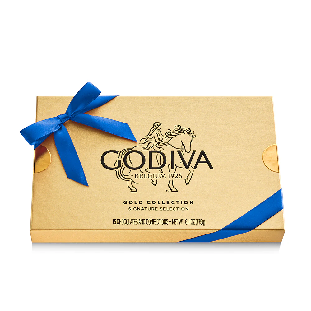 Assorted Chocolate Gold Gift Box, Blue Ribbon, 15pc. - Image 3