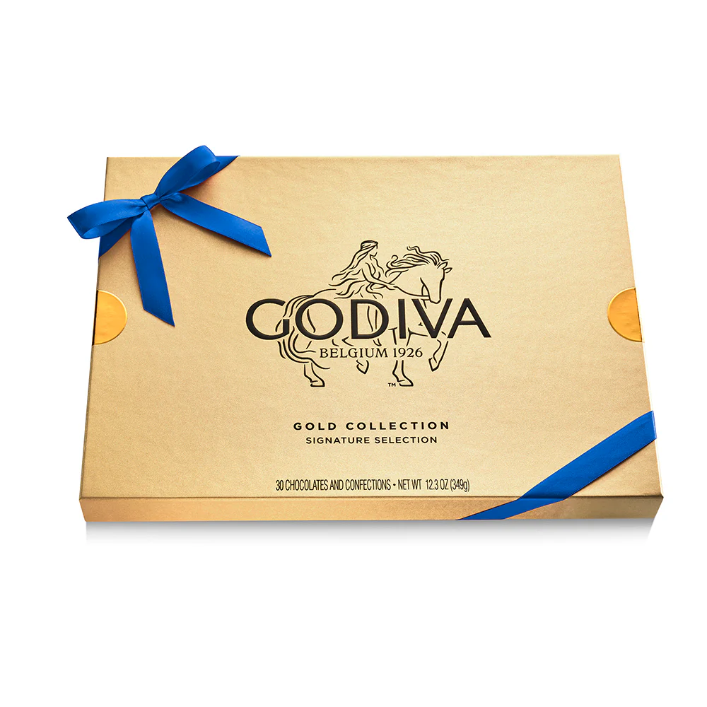 Assorted Chocolate Gold Gift Box, Blue Ribbon, 30pc. - Image 3