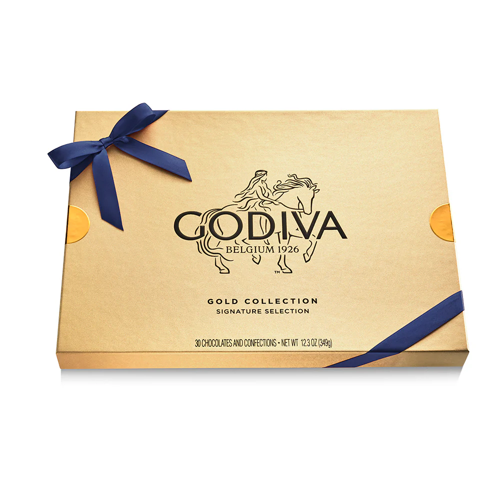 Assorted Chocolate Gold Gift Box, Navy Ribbon, 30pc. - Image 3
