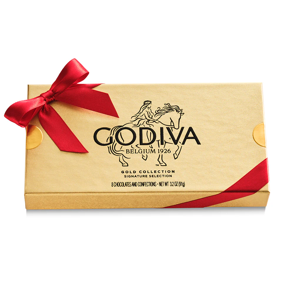Assorted Chocolate Gold Gift Box, Red Ribbon, 8pc. - Image 3