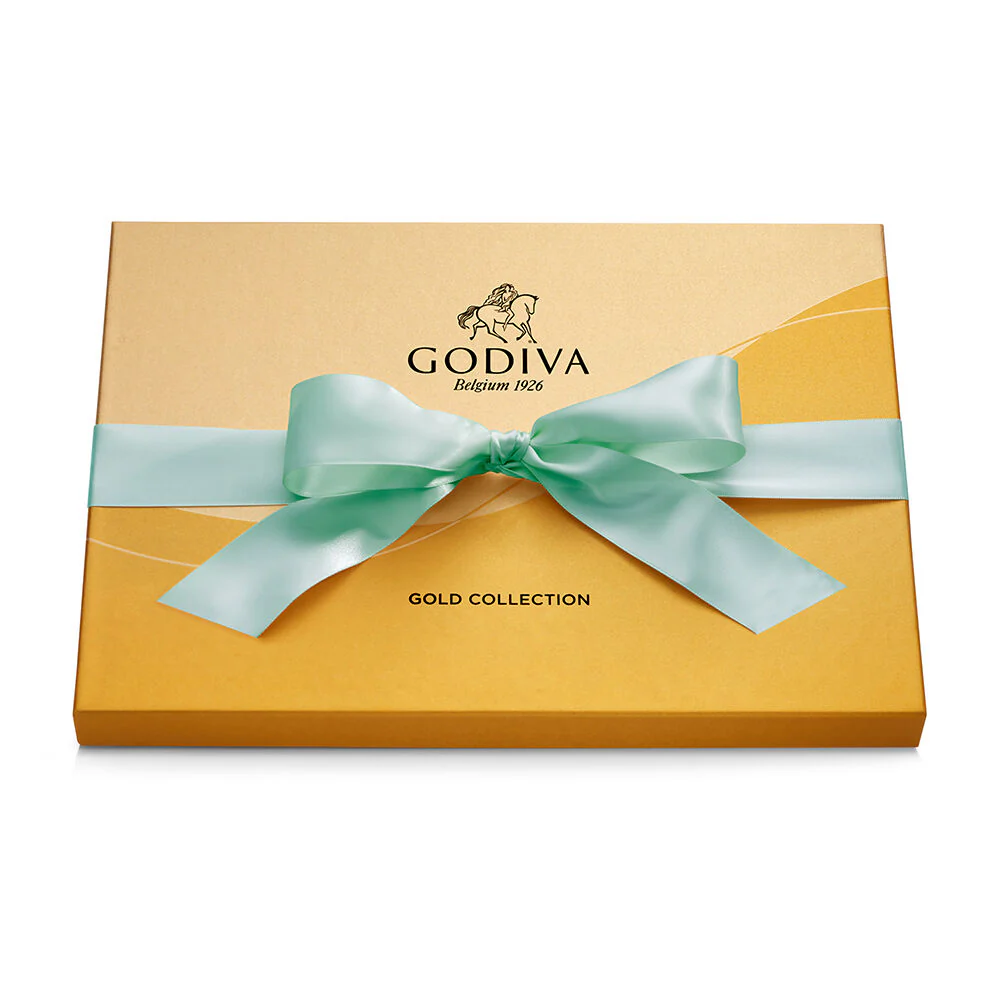 Assorted Chocolate Gold Gift Box, Aqua Ribbon, 36 pc. - Image 3