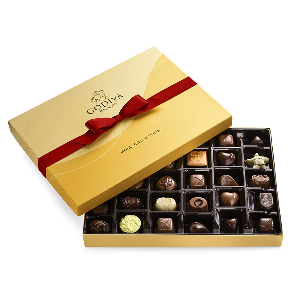 Assorted Chocolate Gold Gift Boxes, Red Ribbon, 36 pc. & 19 pc. - Image 2