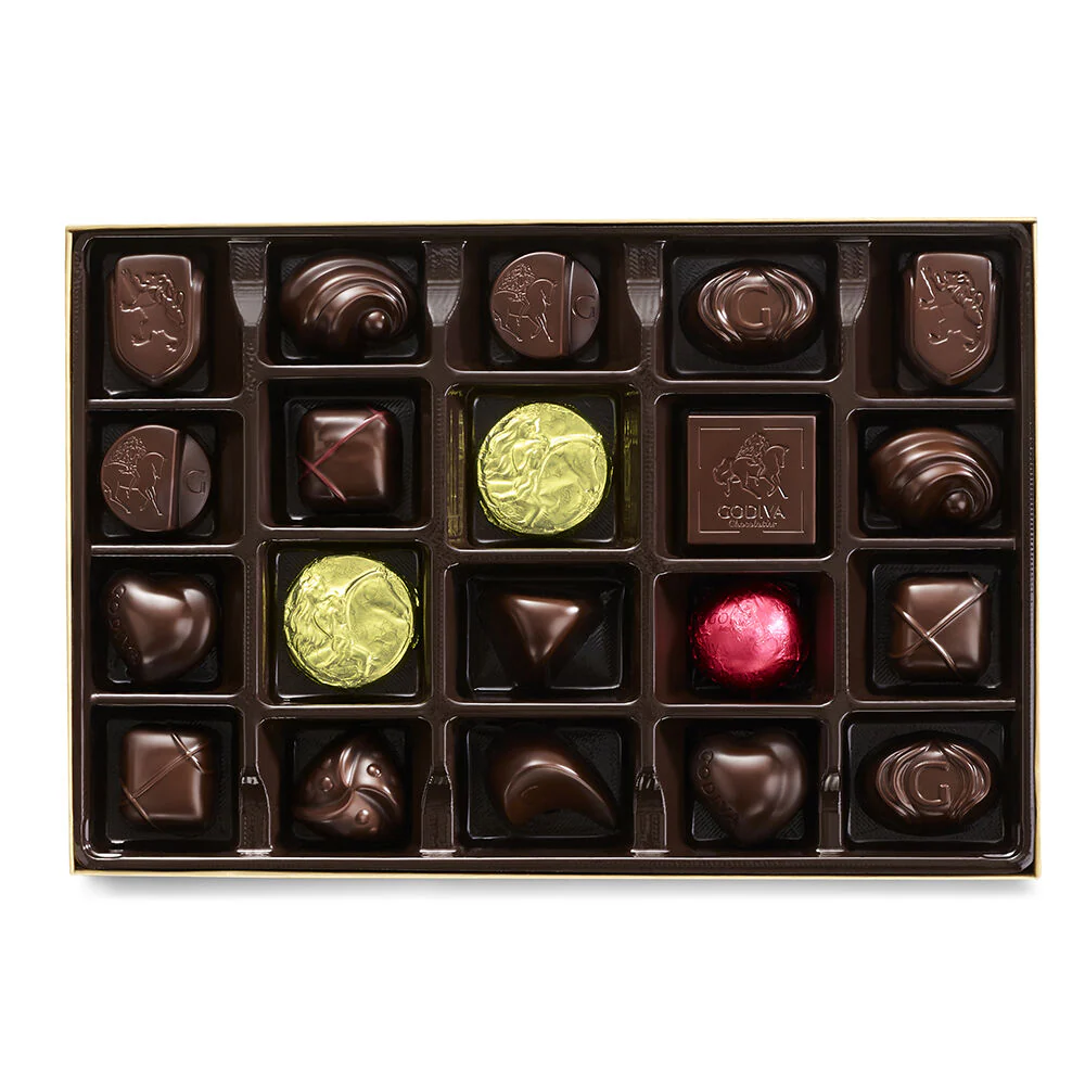Dark Chocolate Gold Gift Box, Gold Ribbon, 22 pc. with Dark Truffles Gift Box, 12 pc. - Image 3