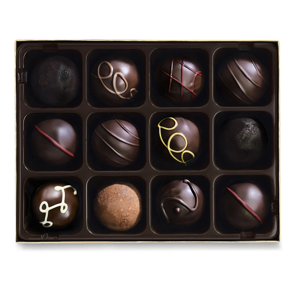 Dark Chocolate Gold Gift Box, Gold Ribbon, 22 pc. with Dark Truffles Gift Box, 12 pc. - Image 5