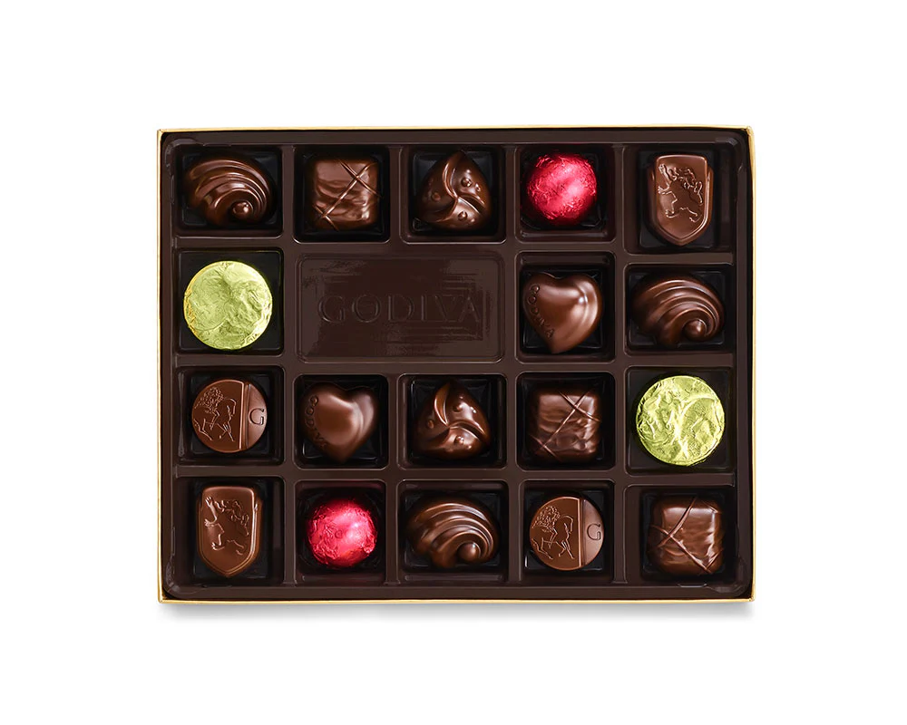 Dark Chocolate Gift Box, Gold Ribbon, 18 pc. - Image 2