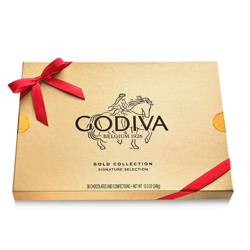 Assorted Chocolate Gold Gift Box, Red Ribbon, 30pc. - Image 3