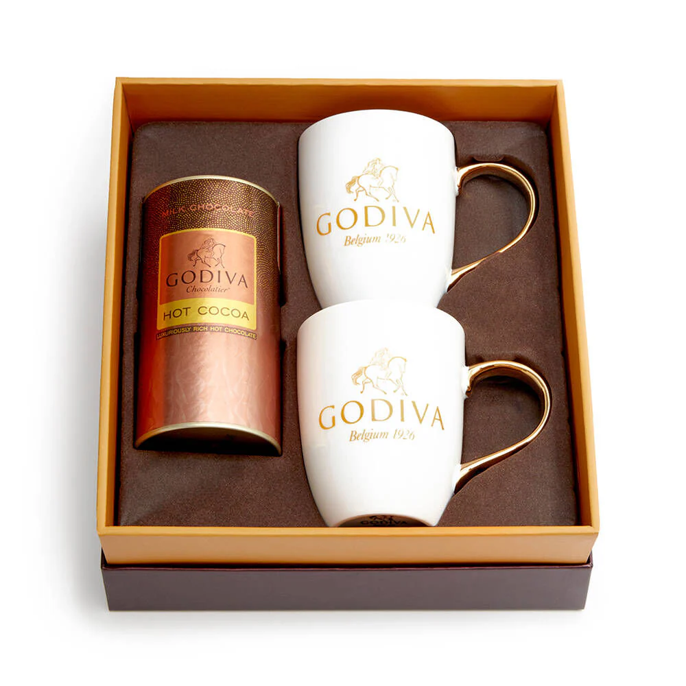 Milk Chocolate Cocoa & Mug Gift Set, Gold Ribbon