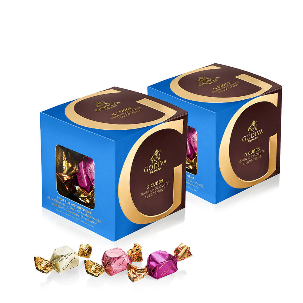 Dark Chocolate Assortment G Cube Box, Set of 2, 22 pcs. each