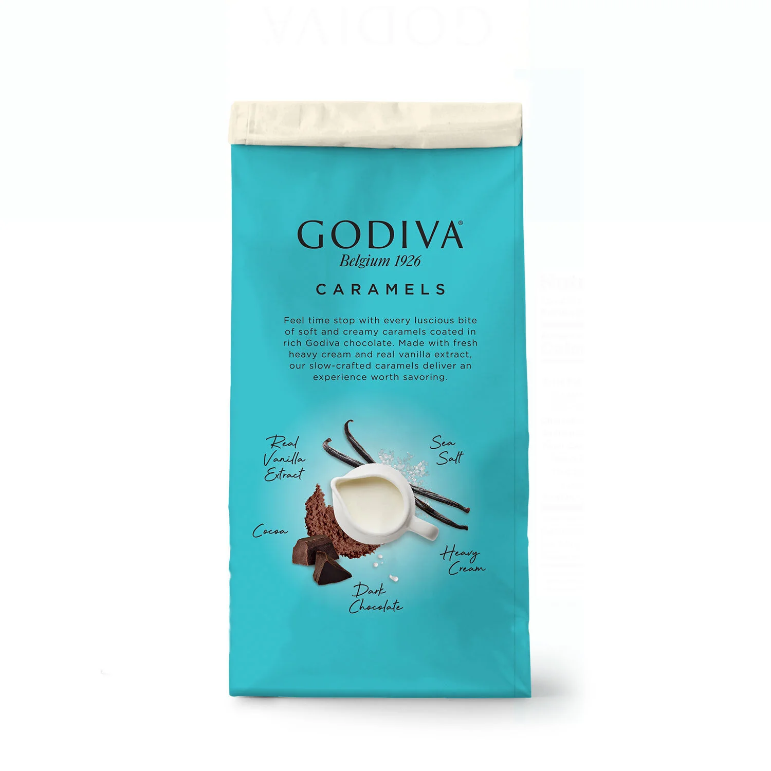 Godiva Caramels, Dark Chocolate with Sea Salt, Set of 6 - Image 4