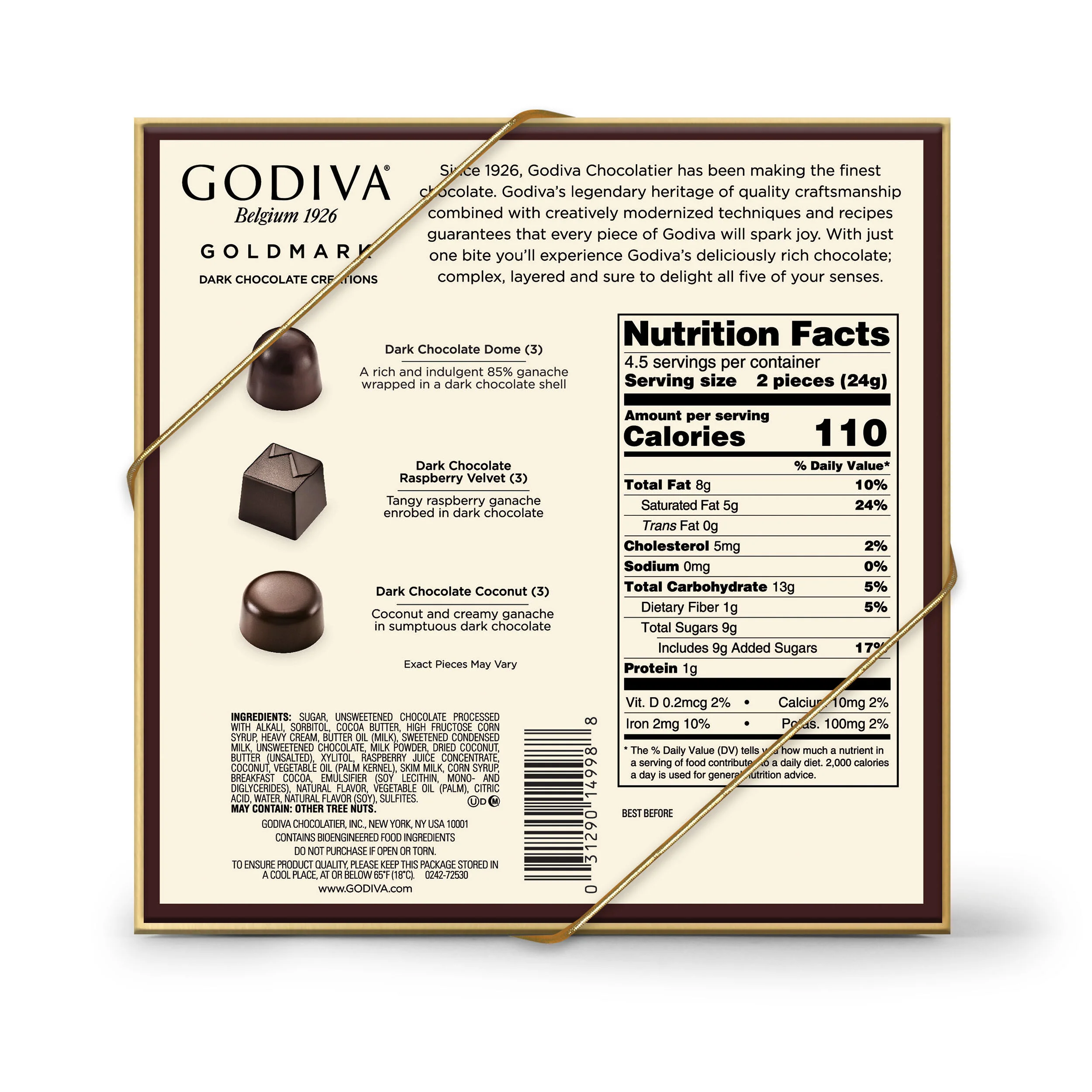 Holiday Goldmark Dark Chocolate Gift Box, 9pc. - Image 2