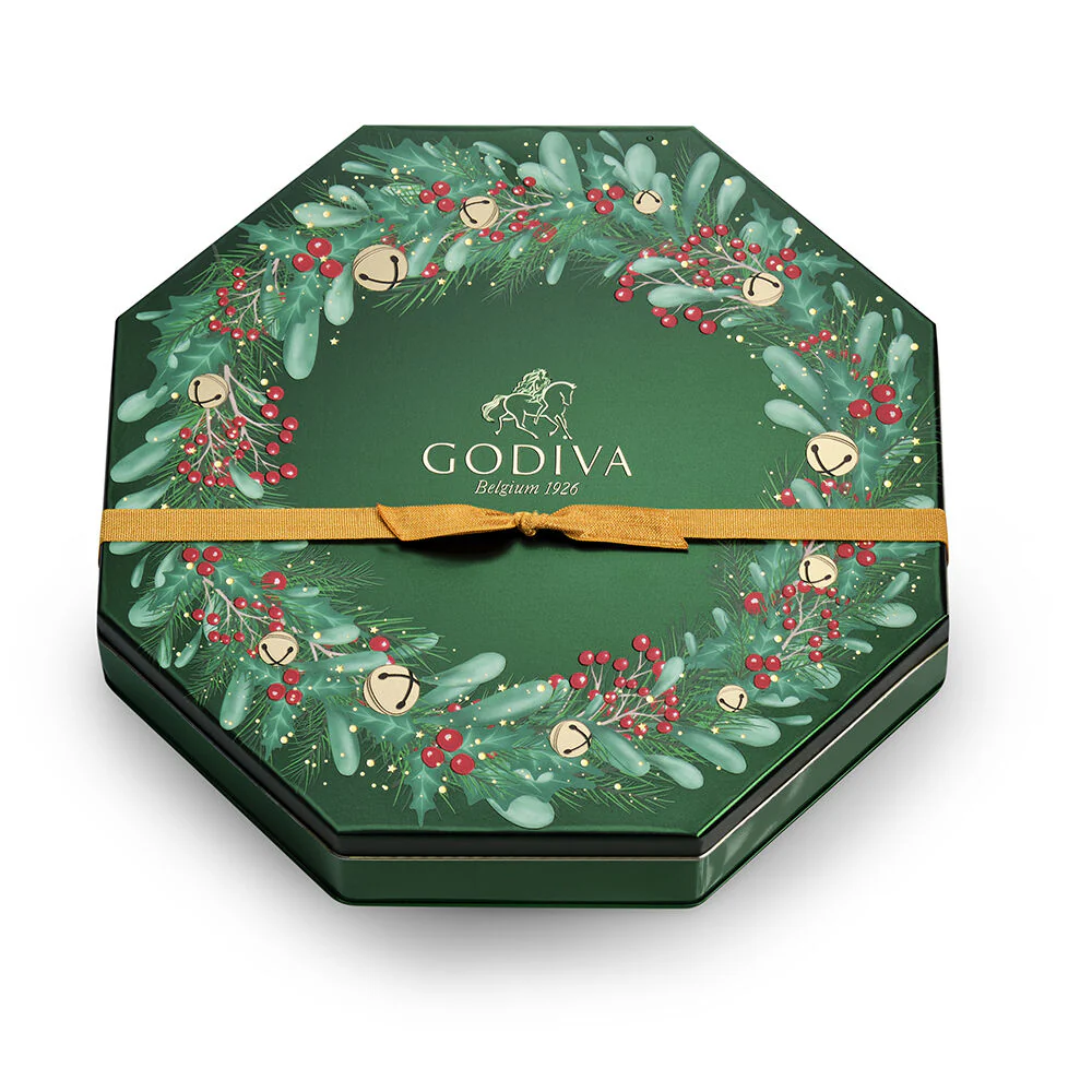 Holiday Wreath Tin Assorted Wrapped G Cube Truffles, 50 pc. - Image 2