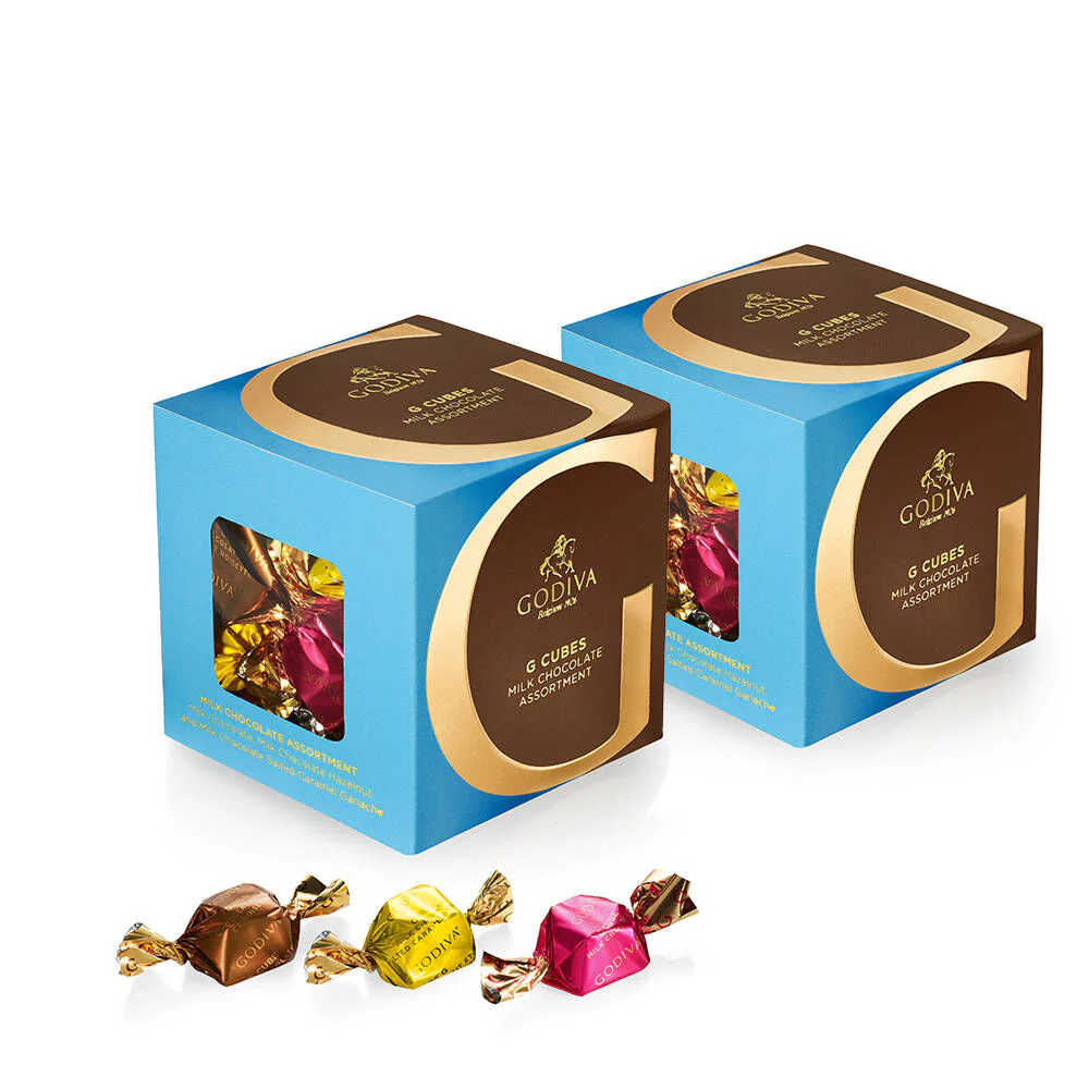Milk Chocolate Assortment G Cube Box, Set of 2, 22 pcs. each