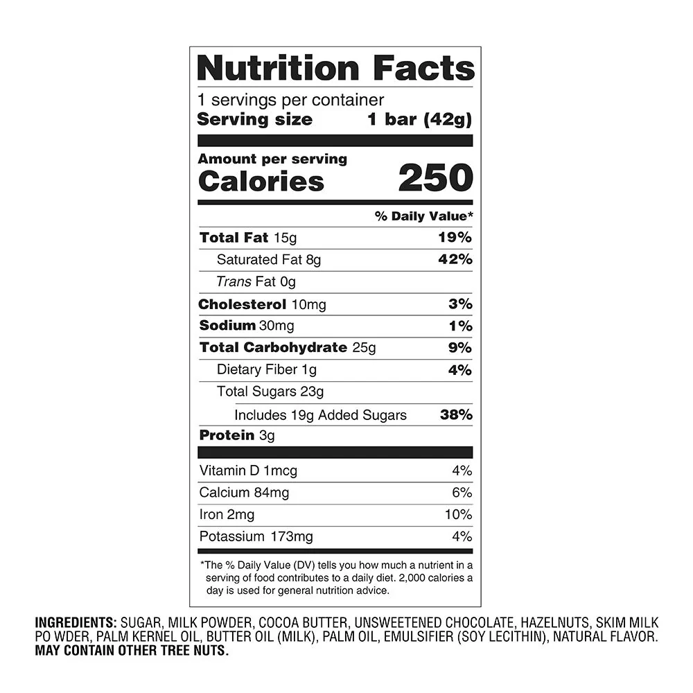 Milk Chocolate Hazelnut Bar, Set of 48, 1.5 oz each - Image 2