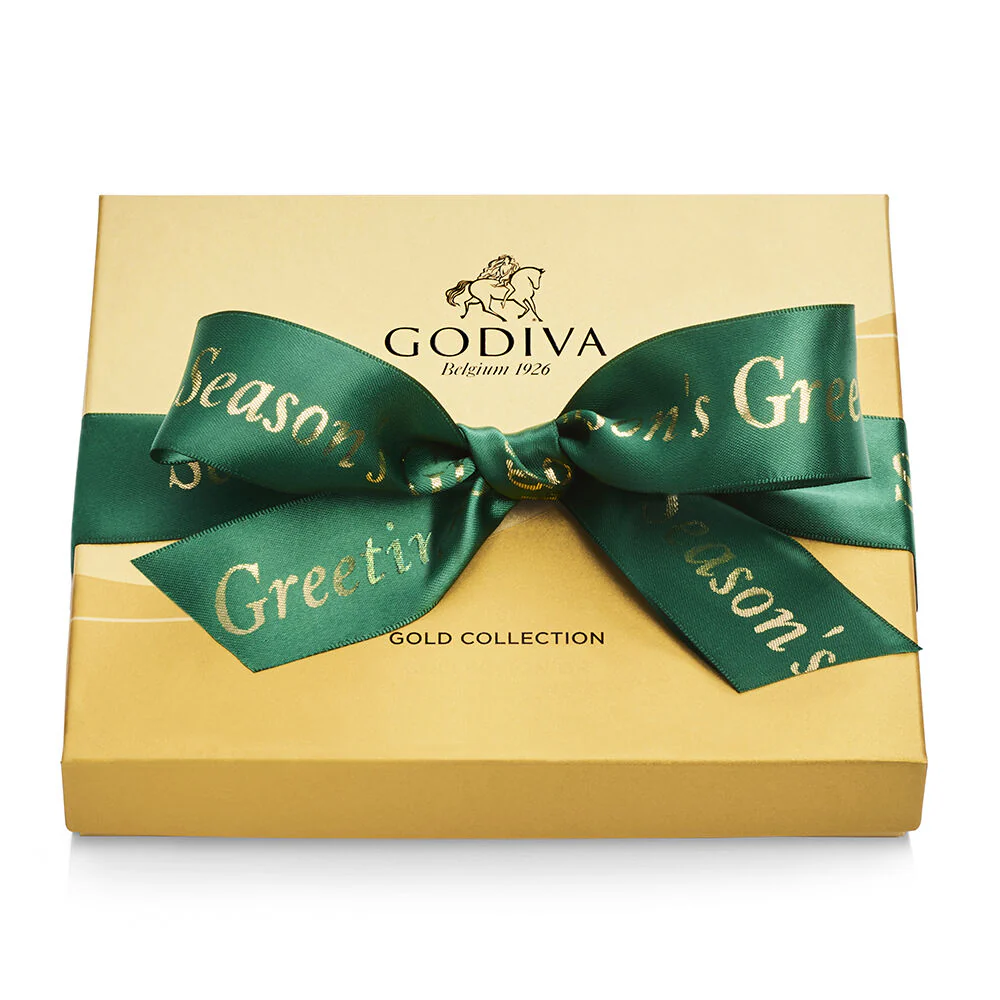 Assorted Chocolate Gold Gift Box, Season's Greetings Ribbon, 19 pc. - Image 3
