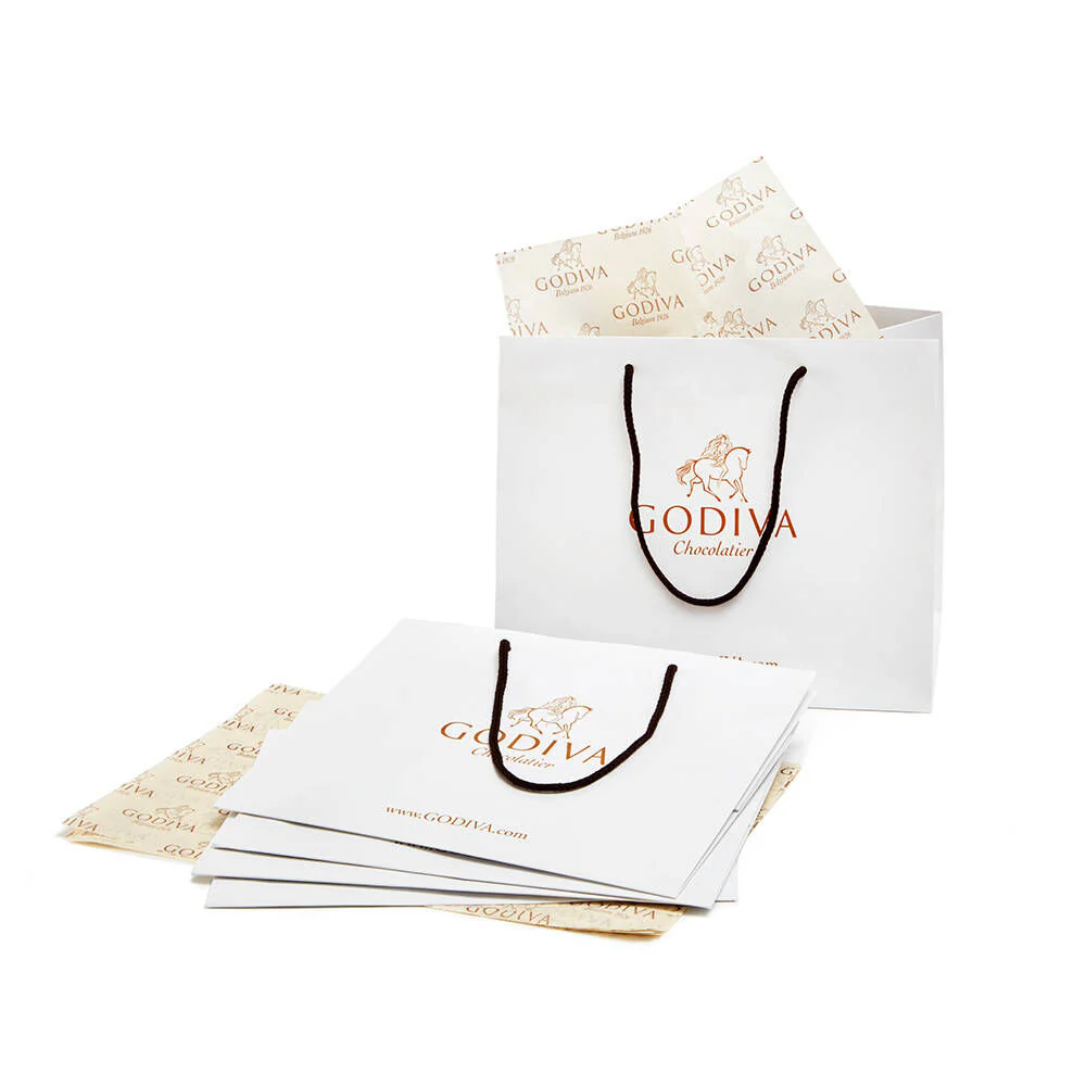 Small White Shopping Bag with Tissue Paper, Set of 5 - Image 2