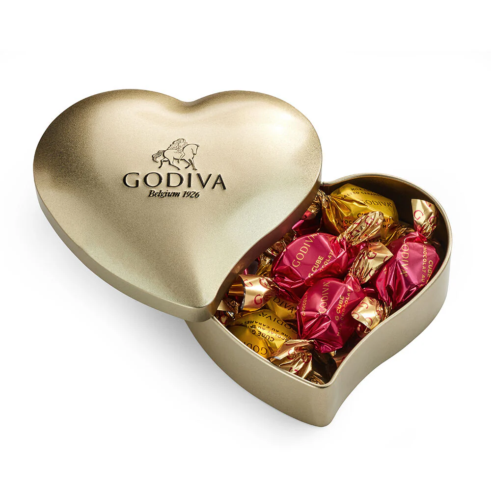Assorted Chocolate Gift Box, Spring Ribbon, 8 pc. with Gold Heart Tin, 12pc - Image 5