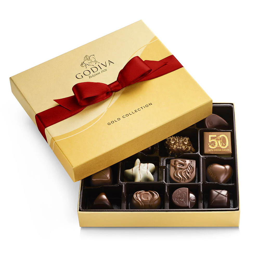 Assorted Chocolate Gold Gift Box with Red Ribbon, 19pc., & Cherry Cordials - Image 2