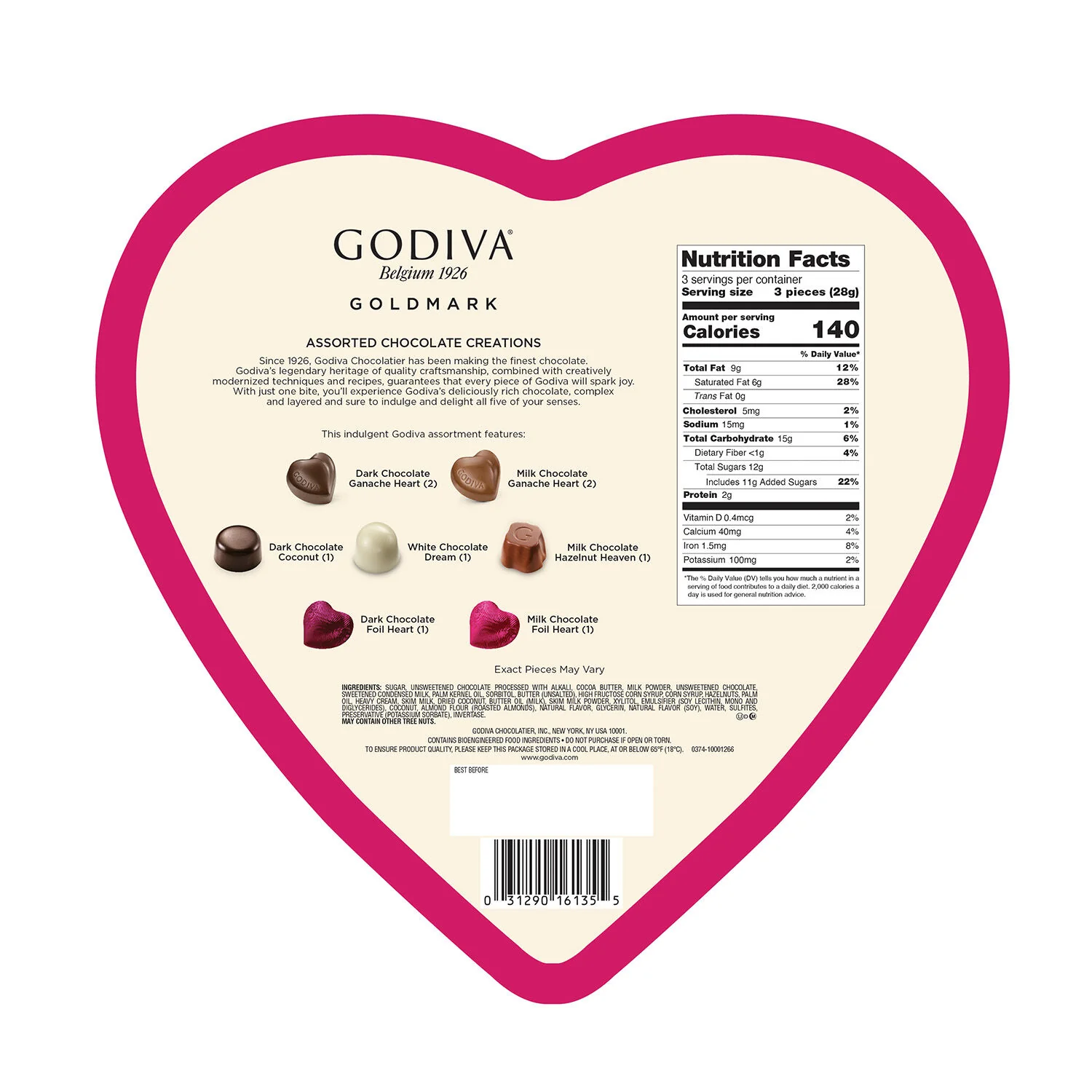 Goldmark Valentine's Day Heart-Shaped Tin, 9pc., Set of 6 - Image 5