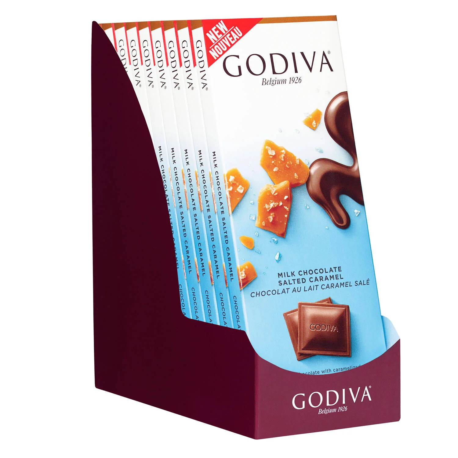 Milk Chocolate Salted Caramel Bar, Set of 10, 90 gram Each